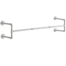 8TH-ST  Industrial Pipe Clothes Rack, 50 Inch Wall Mounted Clothing Rack, Space-Saving Hanging Closet Rod, Heavy Duty Multi-Purpose Garment Rack For Closet And Laundry Room(4 Bases), White TYJ002W - 黑色 - 查看 5