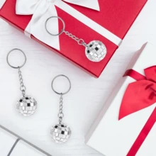 42pcs -14 Sets Disco Ball Keychain Gift Bag With Thank You Cards, For Carnival Birthday Celebrations, 1970s Party Favorites Key Chain, For Christmas Halloween Graduation Thanksgiving Wedding Party Favors, Party Supplies - 銀色 - 查看 5