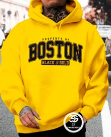 Boston Sweatshirt Cold Weather Jacket Printed Jacket Various Colors Premium Line Immediate Shipping - Yellow - View 1