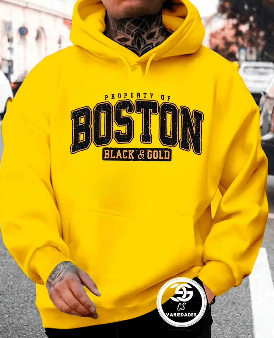 Boston Sweatshirt Cold Weather Jacket Printed Jacket Various Colors Premium Line Immediate Shipping - Yellow - View 1