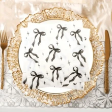 20pcs Black Bow Printed Disposable Paper Napkins - Multicolor - View 6