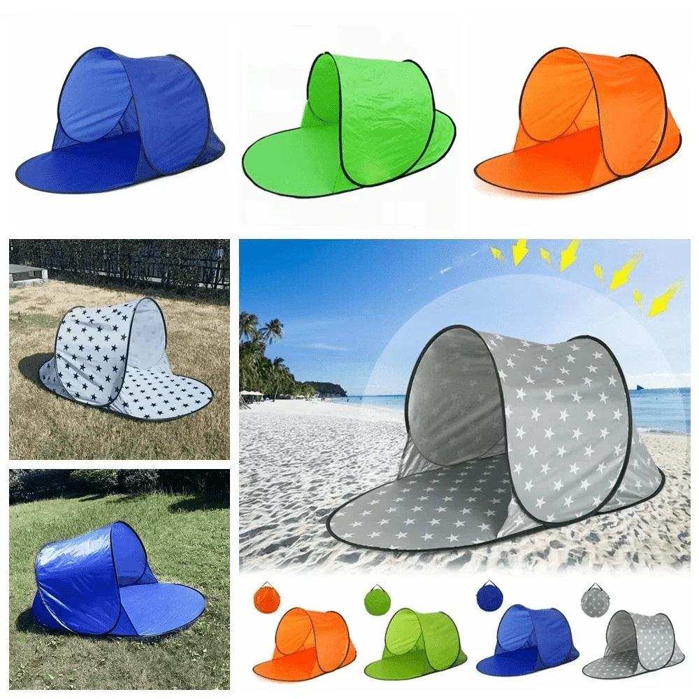 1-Pack Ready-To-Go Beach Tent - UV Resistant Sunshade, Lightweight Beach Sunshade, Durable UV Resistant Outdoor Sunshade For Outdoor Adventures - Quick Set Up In 30 Seconds - Family Beach Essential - Festival Camping Gear - Backyard Shade - Sporting Event Shade - Emergency Sun Protection