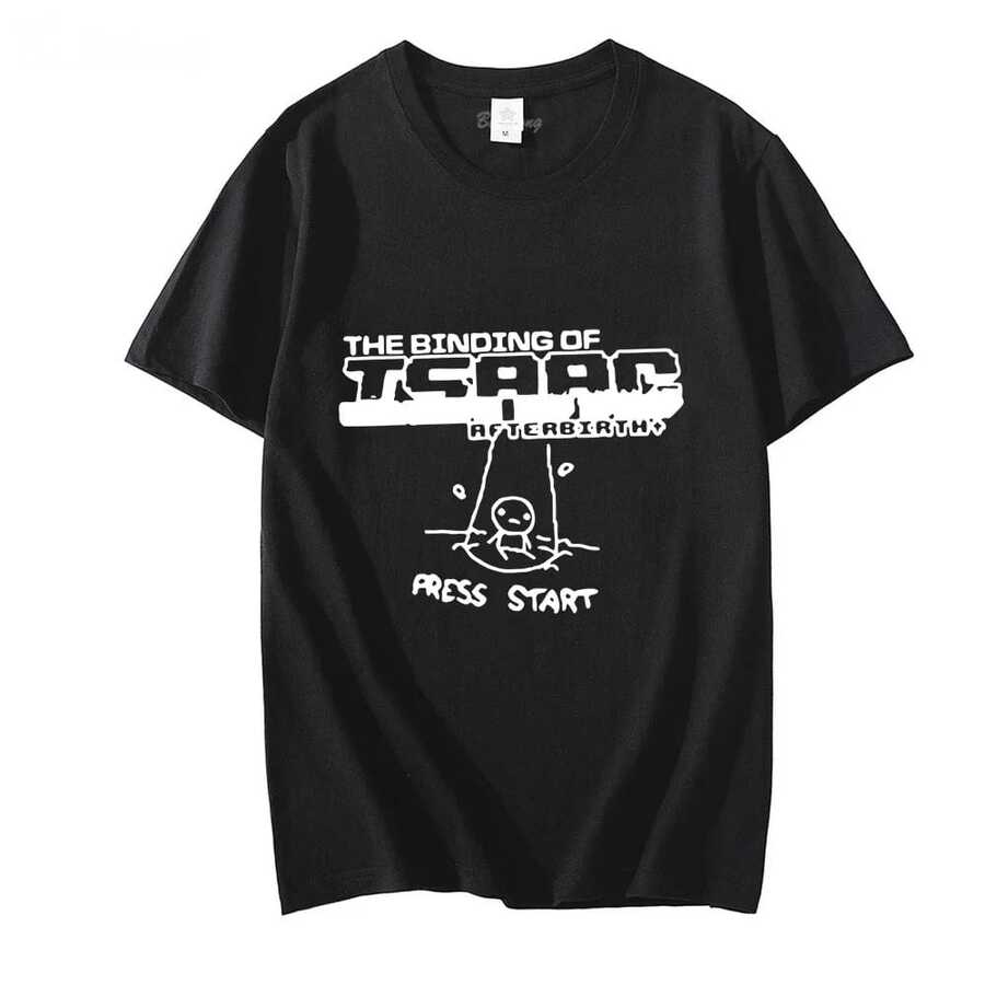 The Binding Of Isaac Aesthetic Clothing Men Oversized Tshirt Hip Hop Cotton Harajuku Korean Fashion Tees Short Sleeve Tops Y2k - màu đen - Xem 1