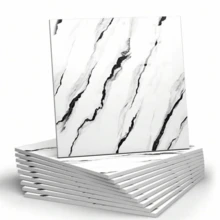 12/24 pezzi Piastrelle adesive antiscivolo in marmo, rimovibili, spesse e durevoli, carta da parati in vinile impermeabile e adesiva per camera da letto, bagno impermeabile, cucina, top, mobili, lavabile e facile da curare, adatta per decorazione di camera da letto, bagno, sala da pranzo, cucina, materiale per ristrutturazione domestica, 30cmX30cm - Bianco e nero - Visualizzare 6