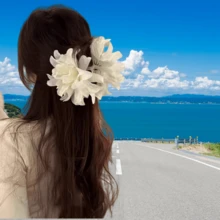 1pc New Super Fairy Flower Large Size Grab Clip With High Appearance And Temperament, Bridal Hair Clip, Hair Claw On The Back Of The Head, Floral Headpiece - Multicolor - View 6