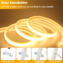 1pc COB LED Light Strip, Suitable For Indoor/Outdoor Decoration, Kitchen, TV Backlight And Cabinet Lighting, 1m/5m/10m Indoor Neon Lighting, Applicable For Home, Commercial Spaces, Parties, Weddings, Cabinets, Ceilings, Landscape Decoration