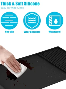 2-In-1 Silicone Coffee Mat With Raised Edges, Size 59.94x39.88cm, Designed To Protect Coffee Bar Countertops. Suitable For Coffee Machines, Espresso Machines And Saucer-Shaped Drying Mats, With Non-Slip Design And Removable Absorbent Pads, Easy To Clean, Coffee Bar Accessories Back To School