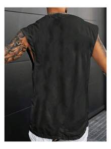 Kit 2 Men's Tank Tops Oversized Gym Men's Macho Longline Vest Happy Face - Black - View 4