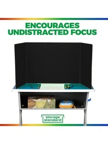 1/2 Stücke schwarzer Kunststoff Desktop Sichtschutz + 4/8 Stücke Namensschilder, leicht zu reinigende Trennwand, Büro Sichtschutz, geeignet für Schule, Unternehmen und andere Szenarien