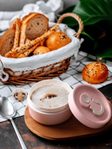 1 件学生午餐盒，带两个隔层，内置餐具套装，可重复使用的圆形和方形便当盒，微波炉加热（带盖），便携式轻便手持学生午餐盒，冰箱保存，适用于厨房、户外、学校用品和厨房用具、万圣节和圣诞节礼物、返校。 - 卡其色 - 查看 8