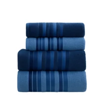 Bath Towel Set 4 Pieces 100% Cotton Thick Super Soft Terry Excellent Absorption New Premier Valletex - 藍色 - 查看 2