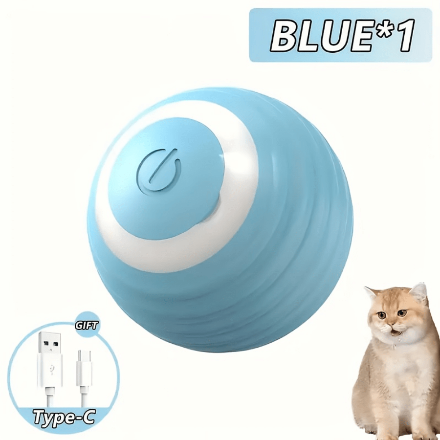 Smart Interactive Cat Toy - USB Rechargeable Automatic Rolling Magic Ball With Cartoon Design, Durable Plastic Striped Pattern For Small Pets, Indoor Play & Exercise, Interactive Cat Toy, Playful Design, Smooth Texture