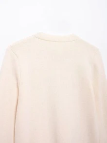 Nuevo Seelio Cardigan de punto con acento de botón dorado, para otoño/primavera - Beis - Ver 6