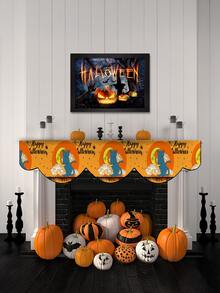 1pc/8pcs Halloween Black Cat Fireplace Mantel Scarf, Halloween Fireplace Decor, Halloween Hanging Decor, Seasonal Autumn Home Decor, Retro Style, Short Plush Material, 48*200CM/18.9*78.74IN, Halloween Home Decor Indoor Outdoor Party Supplies, Halloween Theme Decoration, Room Decor. Suitable For Home Kitchen Decor And Halloween Party Decoration
