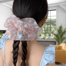 1 件全新泡沫纱布发圈，小巧清新的花朵发饰，清新高端质感，森林风发圈发带 - 彩色 - 查看 4