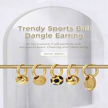 Vivid Ball Pendants Necklace For Men, Solid Stainless Steel Sport Ball Necklace In Silver/Black/Gold,  Sport Fan Jewelry Collection Gift