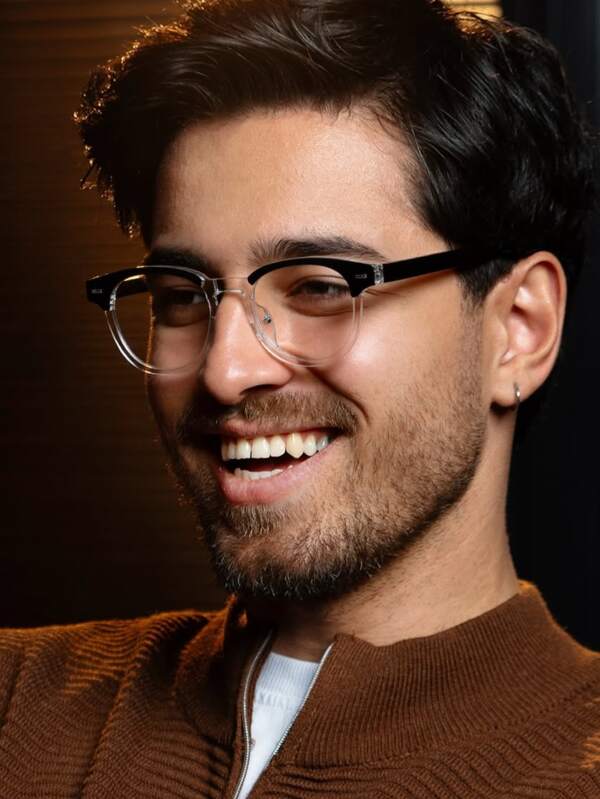 1 par de óculos retrô pequenos ovais com rebites, estilo moderno, sem receita, minimalista, artístico, personalizado, estilo japonês, versátil para mulheres