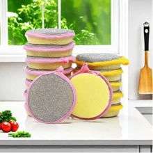 2/10pcs Double-Sided Cleaning Sponge, Round Dishcloth, Minimalist Style Dishcloth, Round Cleaning Sponge, Cleaning Cloth, Non-Stick Dishcloth, Antibacterial Washable Cleaning Brush, Sink Or Stove Cleaning Cloth, Antibacterial Washable Cleaning Brush, Kitchen Supplies, Kitchen Cleaning Tools Suitable For Sink Or Stove Cleaning Cloth, Dishwashing, Pot Cleaning, Range Hood Cleaning, Kitchen Supplies, Kitchen Cleaning Tools (Random Color Delivery), Home Cleaning, Kitchen Cleaning, Party Cleaning
