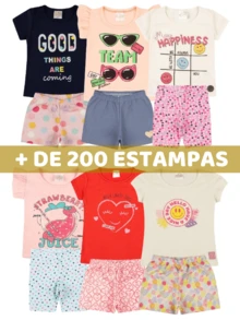 Conjuntos Femininos kit com 8 peças = 4 conjuntos Estilo, Conforto e Diversão - Multicolorido - Visão 3