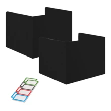 1/2 Stücke schwarzer Kunststoff Desktop Sichtschutz + 4/8 Stücke Namensschilder, leicht zu reinigende Trennwand, Büro Sichtschutz, geeignet für Schule, Unternehmen und andere Szenarien