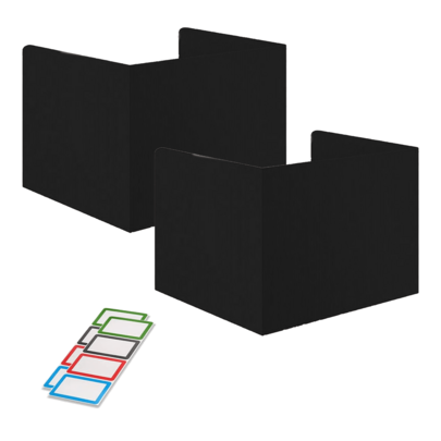1/2 件黑色塑料桌面隐私屏风 + 4/8 件姓名标签，易于清洁的隔断，办公室隐私隔板，适用于学校、公司等场景
