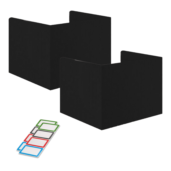 1/2 Stücke schwarzer Kunststoff Desktop Sichtschutz + 4/8 Stücke Namensschilder, leicht zu reinigende Trennwand, Büro Sichtschutz, geeignet für Schule, Unternehmen und andere Szenarien