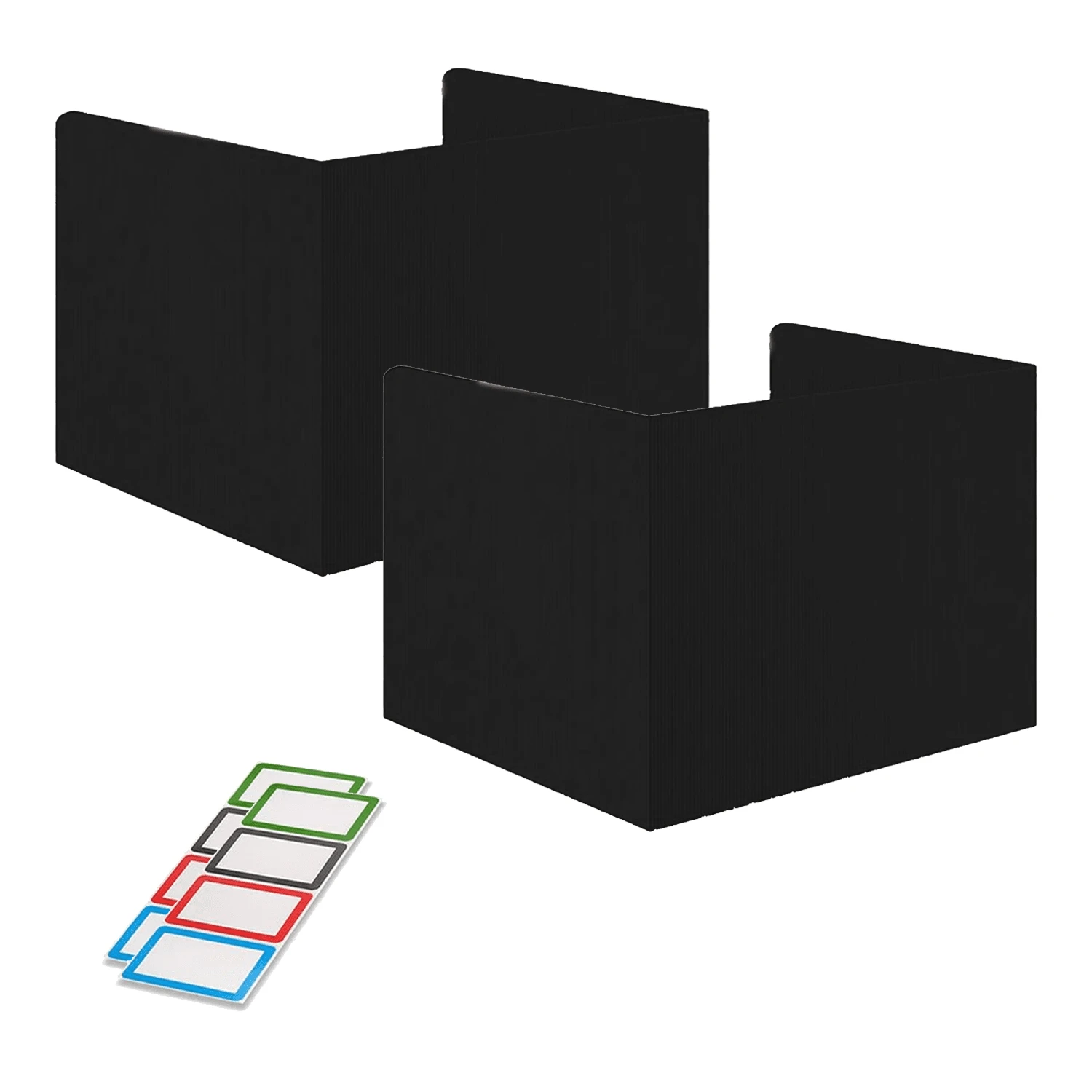1/2 Stücke schwarzer Kunststoff Desktop Sichtschutz + 4/8 Stücke Namensschilder, leicht zu reinigende Trennwand, Büro Sichtschutz, geeignet für Schule, Unternehmen und andere Szenarien