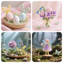 620 件套毛根工艺套装，莫奈花园色调，600 根毛根条，含 20 根花茎，毛根条毛根条，DIY 手工艺术项目、创意礼品包装、派对装饰等工艺用品，蓬松毛绒棒（莫奈花园色调，12 英寸） - 彩色 - 查看 8