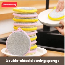 2/10pcs Double-Sided Cleaning Sponge, Round Dishcloth, Minimalist Style Dishcloth, Round Cleaning Sponge, Cleaning Cloth, Non-Stick Dishcloth, Antibacterial Washable Cleaning Brush, Sink Or Stove Cleaning Cloth, Antibacterial Washable Cleaning Brush, Kitchen Supplies, Kitchen Cleaning Tools Suitable For Sink Or Stove Cleaning Cloth, Dishwashing, Pot Cleaning, Range Hood Cleaning, Kitchen Supplies, Kitchen Cleaning Tools (Random Color Delivery), Home Cleaning, Kitchen Cleaning, Party Cleaning