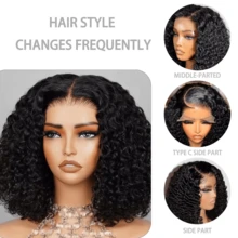 Uveous Black Lace Front Wigs Human Hair Pre Plucked Bleached Knots 12A 180 Density 13x4 HD Ombre Honey Blonde Deep Wave Human Hair Wigs With Baby Hair - Natural Black - 查看 3
