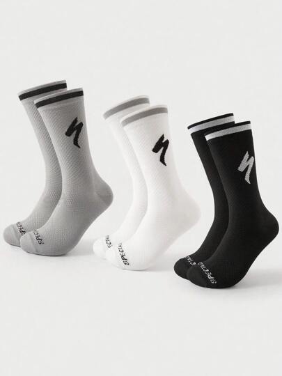 1 Pair/2 Pairs/3 Pairs 4 Seasons Men's Lightning Ride Mountain Road Bike Cycling Suitable For All Outdoor Sports Pressure Socks, Fall Socks