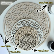 6/10 件生命之花木制杯垫，生命之花杯垫，木板，隔热杯垫；圆形杯垫，生命之花重装石用于墙壁装饰、净化、冥想、家居装饰，10/14/20/30 厘米 - 木質色 - 查看 6