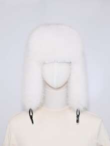 1pc Thick Faux Fox Fur Trapper Hat, Hat And Scarf Set Suitable For Autumn/Winter Outdoor Activities, Warm & Versatile For Hiking, Skiing, Cycling And Daily Wear, Retro Acrylic Bucket Hat, Fleece Lined Aviator Hat, Halloween Gift