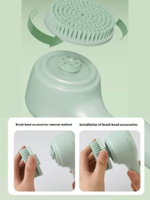 GENAI Electric Body Scrubber With Replaceable Heads, Long Handle, Powerful Motor & Gentle Bristles, Deep Cleansing & Exfoliating Brush For All Skin Types
