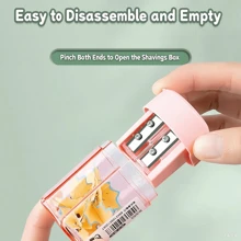 晨光双孔卷笔刀削屑盒装1个，轻松旋转卷笔刀，便携式学生卷笔刀，木质杆铅笔刀APS912D4，小巧方便携带，适合学生和办公室用户，返校用品