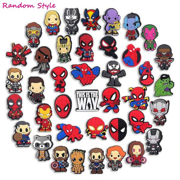 Set de 10/20/30/50/80 piezas de decoraciones de zapatos con patrones aleatorios de , adornos de PVC para bolsas de playa, accesorios de zapatos, idea de regalo para cumpleaños, Navidad, San Valentín, Halloween y fiestas