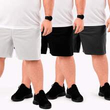 Tactel Plus Size Men's 3-Piece Bermuda Shorts - Sports Casual - 黑色/鉛色/冰色 - 查看 1