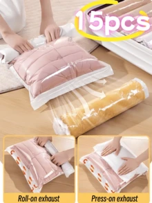 15/3/1pc Vacuum Compression Travel Bags, Roll Up Storage Bags Without Vacuum Pump, Space Saving Luggage Packing Cubes, Travel Essentials For Clothes, Underwear, Bedroom Organization