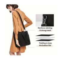 Practical Nylon Crossbody Tote Bag For Women - 黑色 - 查看 5