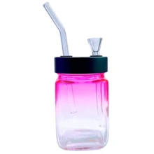 Decorative Glass Container In The Shape Of A Glass - Pink - View 2