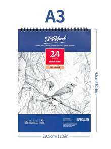 دفتر رسم سبيرال مقوى 1 قطعة، دفتر رسم مائي سميك مقوى 24 ورقة (78 رطل/160 جم/م2) A3/A4/A5، ورق رسم فني خالي من الحمض مناسب للرسم والرسم بالألوان المائية للبالغين والفنانين المبتدئين، هدية عيد الأم، لوازم مدرسية