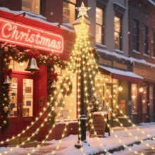 1pc, Christmas Pentagram Waterfall Light, Solar Indoor Outdoor Christmas Tree Festival Decoration Light, 8 Modes, For Garden, Courtyard, Porch, Home, Room, Kitchen, Shop, Hotel, Wedding, Party, Prom, Holiday Gift(Including Battery) Christmas Decoration XMAS Decor Christmas Tree Gift Decor Thanksgiving Wedding Home Decor Home Decor Fall Decor Autumn Decor Birthday Decorations For Gifts Party Supplies Indoor Outdoor Garden Holiday Festival Decor Halloween Decor Wall Decor Halloween Ornaments Christmas Decoration XMAS Decor Christmas Tree Gift Decor Thanksgiving Wedding Home Decor Home Decor Fall Decor Autumn Decor Birthday Decorations For Gifts Party Supplies Indoor Outdoor Garden Holiday Festival Decor Halloween Decor Wall Decor Halloween Ornaments