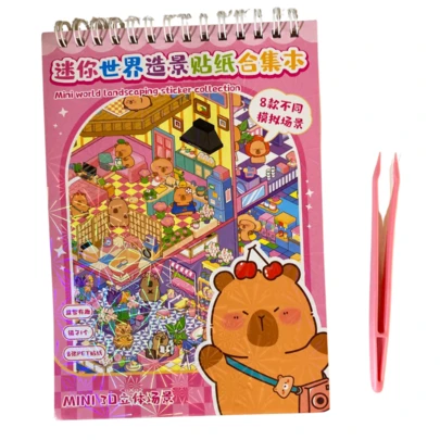 15 em 1 Caderno de Adesivos DIY Paisagens 3D Estilo Cartoon para Decoração e Alívio do Estresse