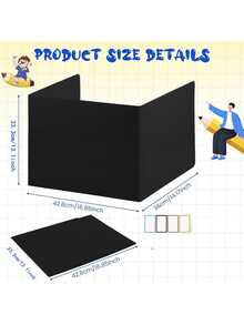 1/2 Stücke schwarzer Kunststoff Desktop Sichtschutz + 4/8 Stücke Namensschilder, leicht zu reinigende Trennwand, Büro Sichtschutz, geeignet für Schule, Unternehmen und andere Szenarien