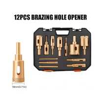 12pcs Diamond Coated Drill Bit Set, 6-35mm, Suitable For Drilling Holes On Marble, Ceramic Tiles, Home Improvement Tools