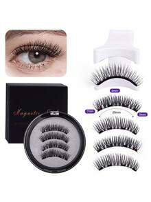 一套4件磁性眼线笔和磁性假睫毛套装 - 自然逼真可重复使用的磁性狐狸眼假睫毛，增强并拉长睫毛。（如果您不知道如何佩戴，请打开附带的视频。）假睫毛，万圣节，3D卷翘蓬松，无需胶水，佩戴舒适。强力磁铁，自然睫毛，假睫毛。 - 黑色 - 查看 9