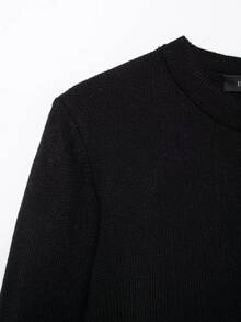 Seelio New Arrival Gold Button Accent Knit Cardigan, Autumn/Spring - Black - View 11