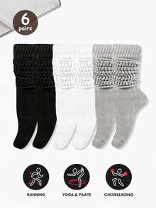 1/3/6 Pairs Unisex Solid Red Knit Socks For Autumn/Winter, Velvet Socks For Spring/Autumn - Soft & Comfortable, Apparel Accessory Socks, Popular Solid Red Gift, Spring Hiking, Camping, Shooting, Valentine's Day - Multicolor - View 6