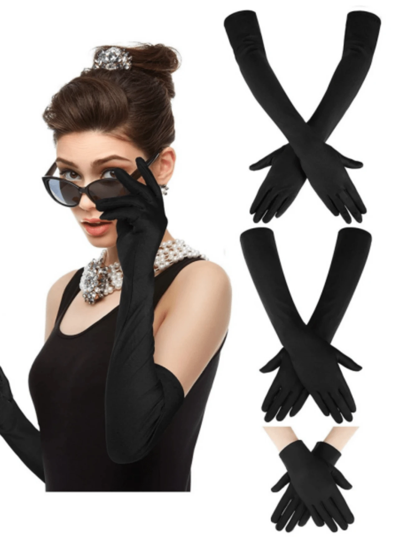 1 Pair / 3 / 12 Pairs Vintage Opera Gloves For Women, Adjustable Length (Elbow To Wrist), 1920s Great Gatsby Costume Accessories & Modern Tea Party Elegance, Mother's Day Gift Set, Suitable For Christmas, Christmas Party, Christmas Decorations - Opera Gloves - View 1