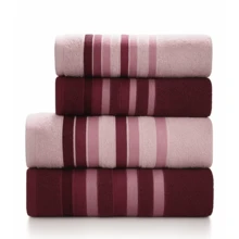 Giant Bath Towel Set 4 Pieces 100% Cotton Thick Plush Super Soft Excellent Absorption New Premier Valletex - 酒紅色/淺粉紅色 - 查看 2